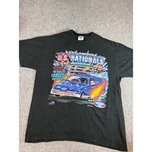 VINTAGE 90s US Nationals NHRA Drag Racing Shirt Mens Black Indianapolis Large